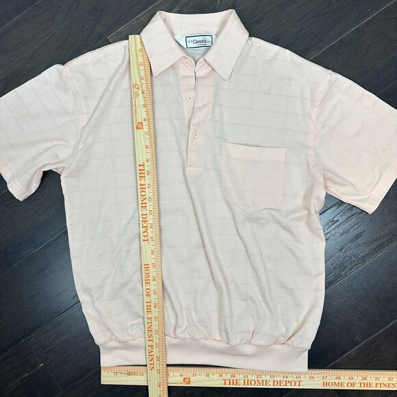 Vtg Classic by Palmland Polo Shirt Mens Medium Peach Banded Bottom Collared Golf - Picture 7 of 10